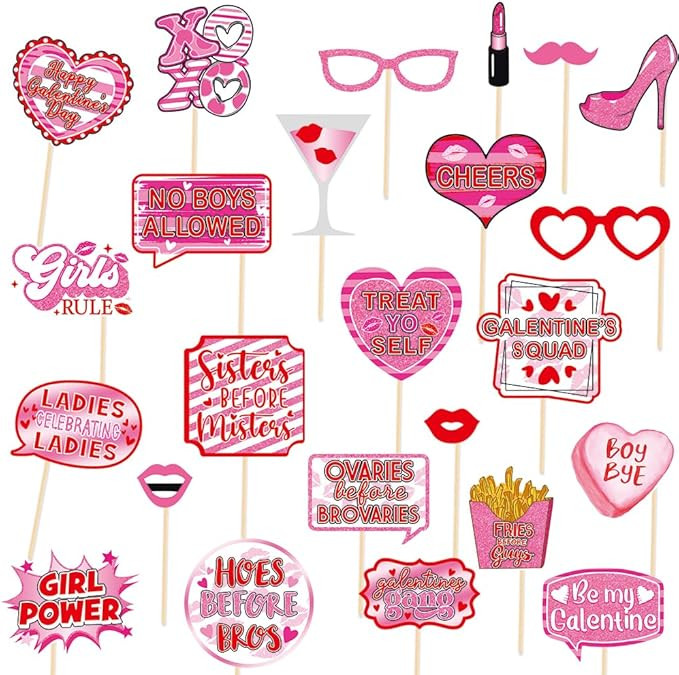 Galentines Day Photo Booth Props, Happy Galentine’s Day Photo Prop for Party Photo Booth, Galen... | Amazon (US)