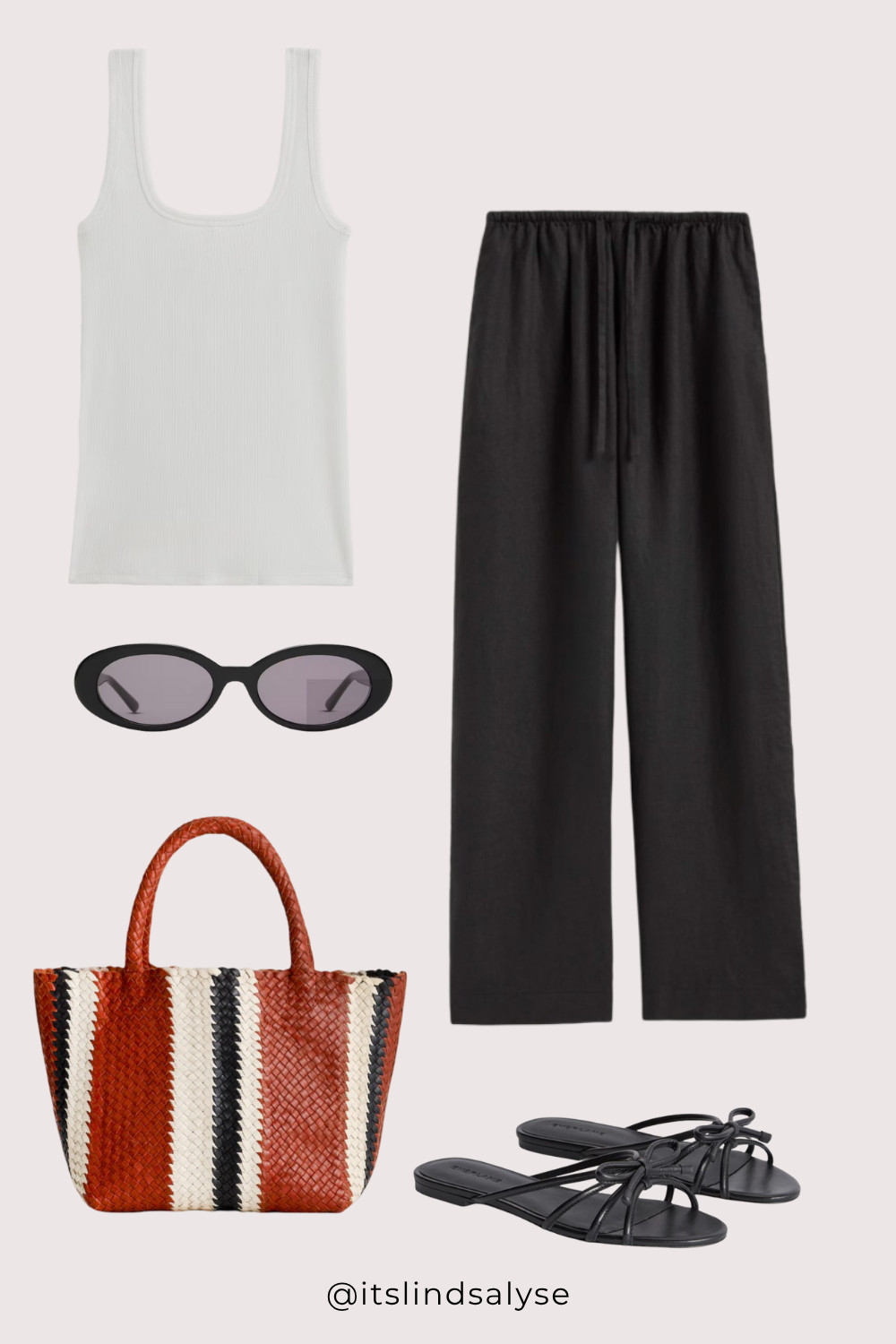 Easy, chic summer outfit perfect for travel. These linen pants are breathable and will keep you cool. I love this new Madewell tote for a pop of color (and to hold anything you buy as you wander the city!). Paired with a classic, high quality cotton tank. 

 #LTKSeasonal #LTKTravel #LTKItBag
