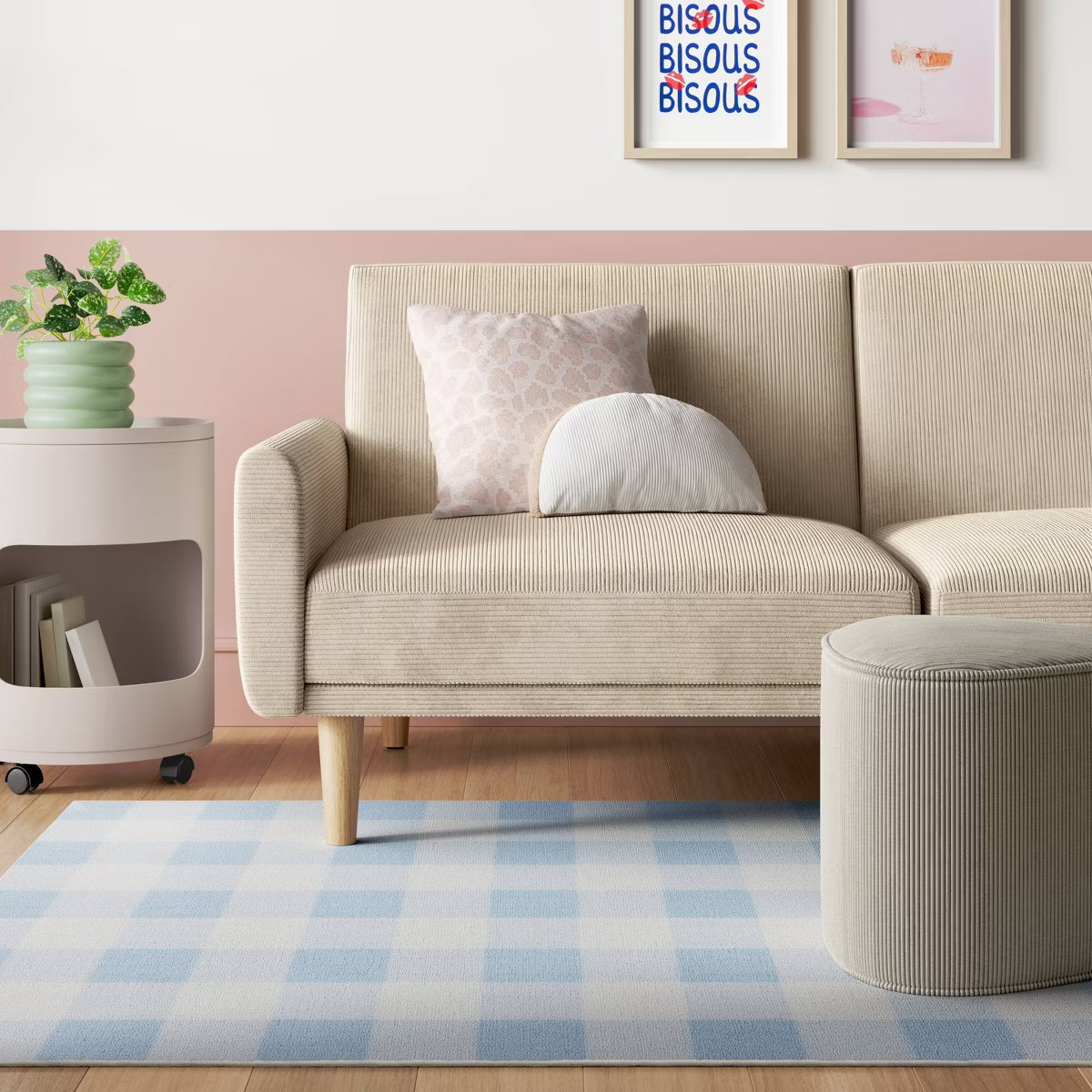 4'x5'6" Gingham Print Accent Rug Blue - Room Essentials™ | Target