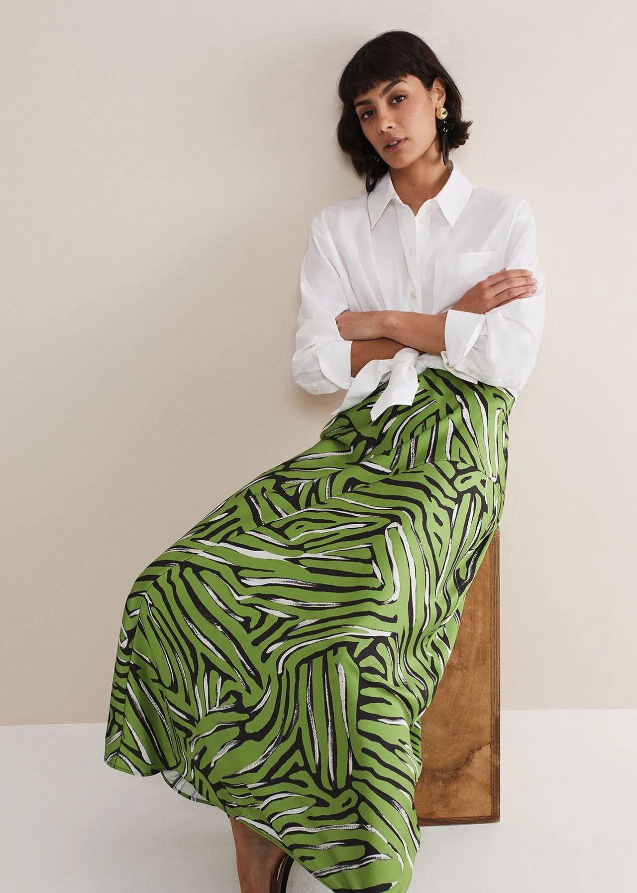 Norabel Zebra Print Satin Skirt | Phase Eight (UK)