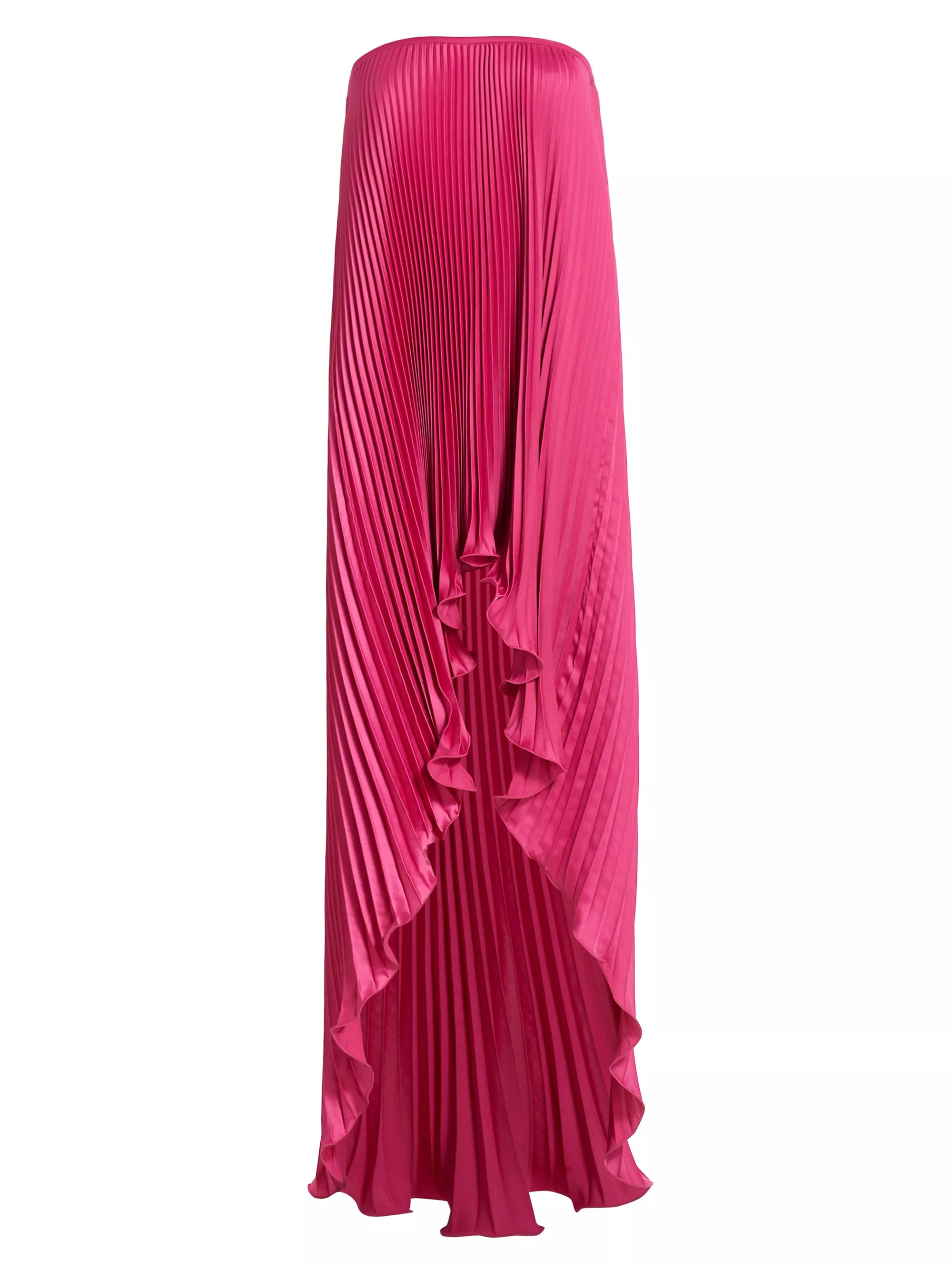 Les Éléments Feminite Pleated Satin High-Low Strapless Dress | Saks Fifth Avenue