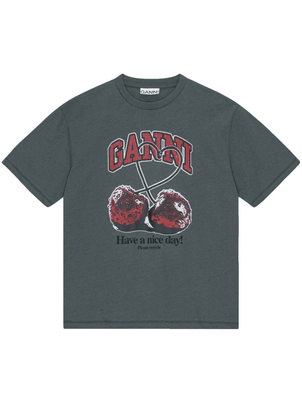 GANNI cherry-print T-shirt - Farfetch | Farfetch Global