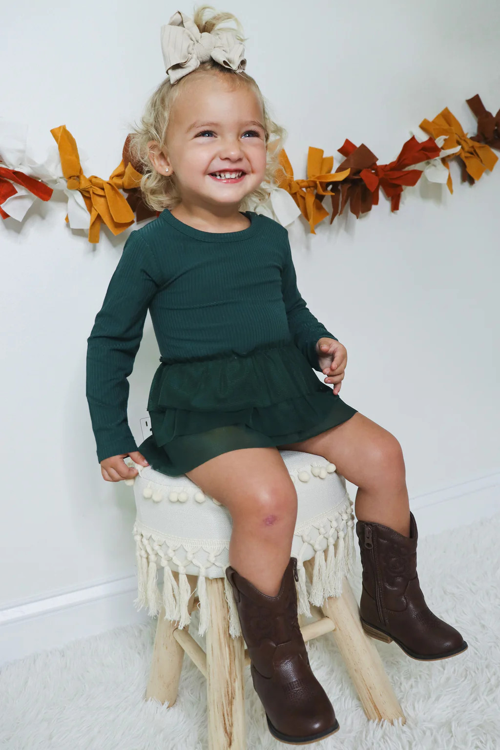 EVERGREEN RIB DREAM TUTU BODYSUIT DRESS | Dream Big Little Co.