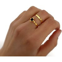 Black Ring Gold - Stone Gemstone Minimalist Personalized Gifts Gift For Her Him | Etsy (US)