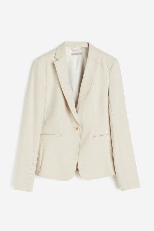 Tapered-waist Twill Blazer - Light beige - Ladies | H&M US | H&M (US + CA)
