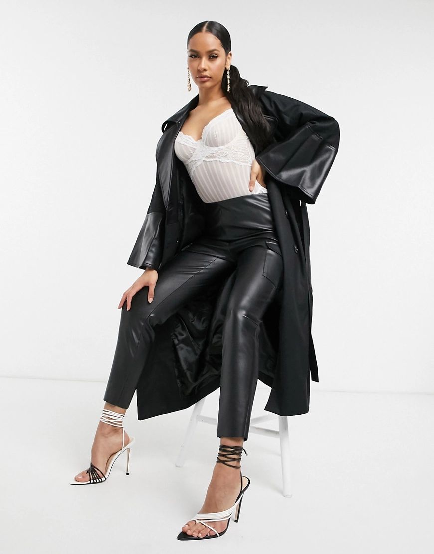 Unique21 double breasted trench coat in black | ASOS (Global)