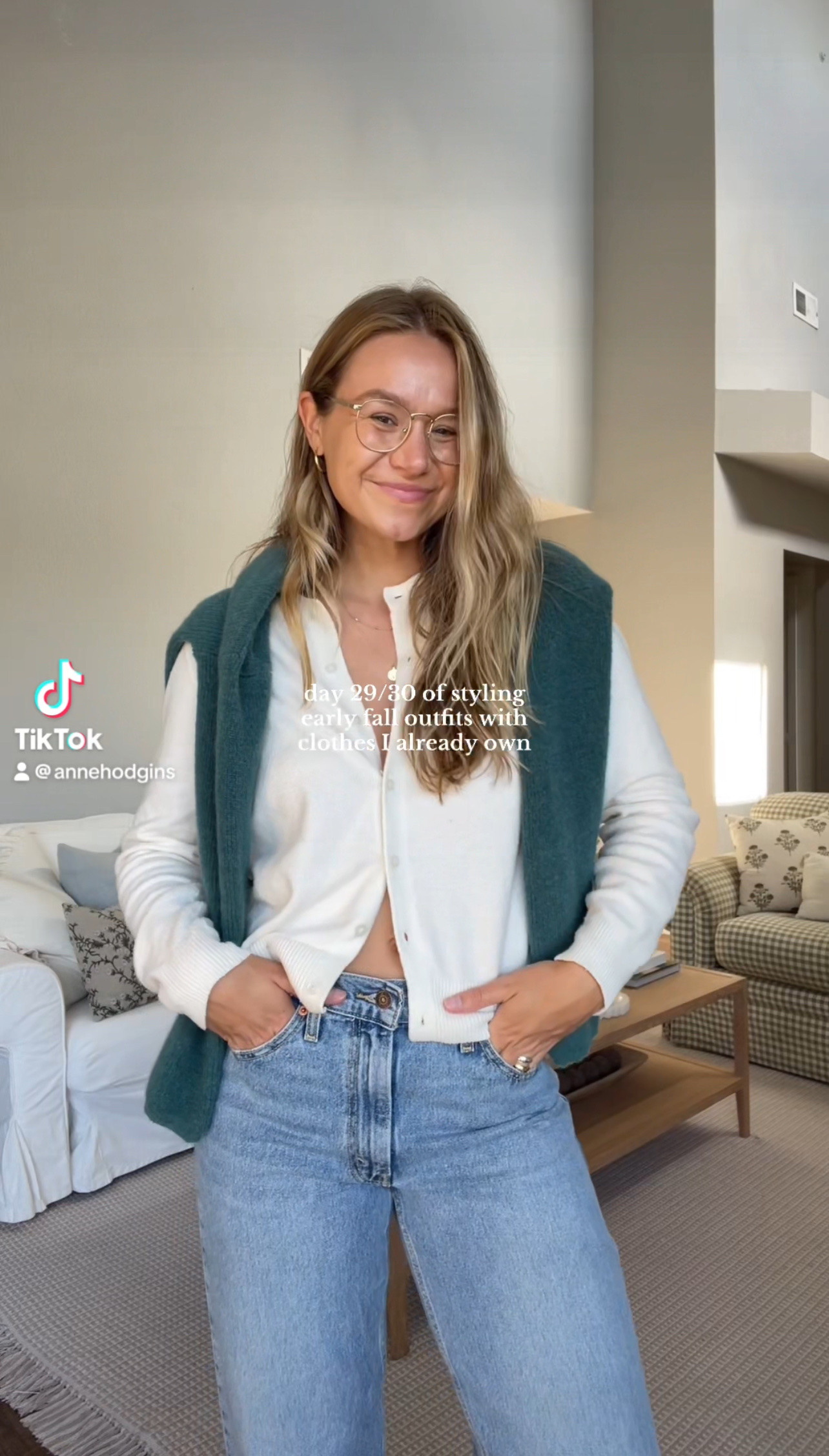 White cardigan is old navy, wearing medium. Green cardigan is sezane, wearing size medium (it is itchy at first but lessens over time). Jeans are Levi’s dad jeans, wearing TTS 27. Shoes are Franco Sarto. Glasses are Eyebuydirect
