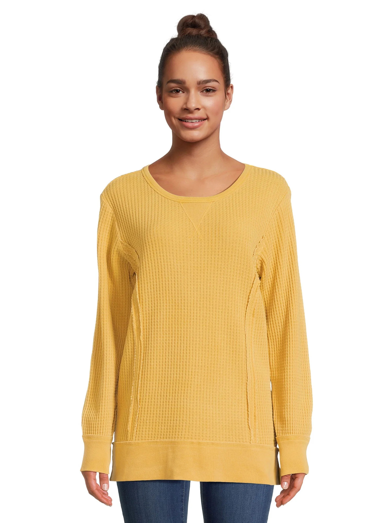 Time and Tru Women’s Waffle Pullover Top with Long Sleeves | Walmart (US)