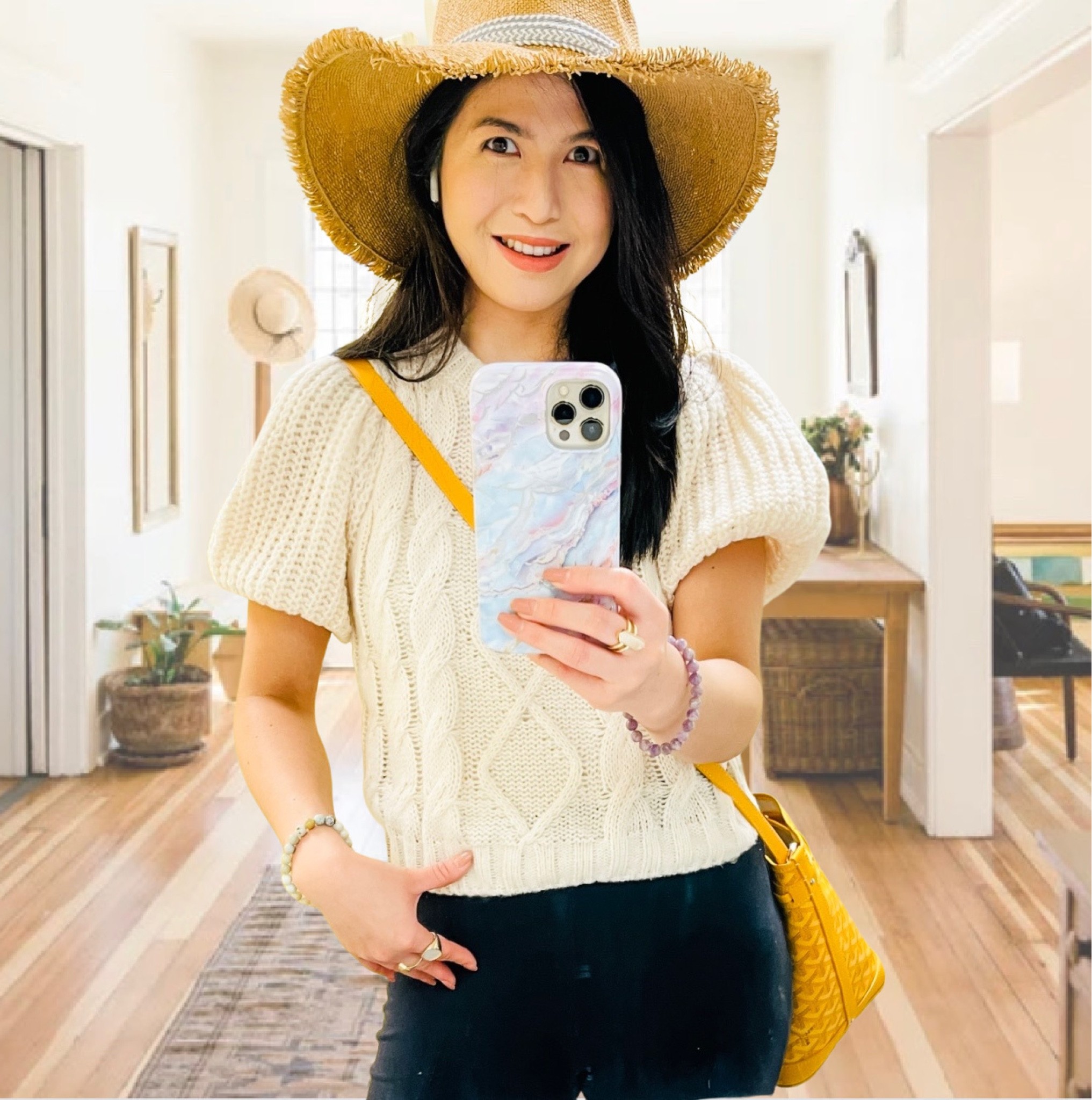 Cute Fall outfit here with a pop of Summer😜Why not? Especially here in SoCal where it’s hot in one minute then cool the next.😫This cute cable knit puff sleeve is under $20 and doesn’t disappoint. Wearing a Medium as this brand tends to run small on me. Wore this on last Sunday’s Baseball game and of course I always think of Sun protection hence this cute hat👒😁I love crossbody bags so brought my fave Goyard bucket bag out to play🤗




#puffsleeve #puffsleevetop #shein #ltktravel #ltkfall #ltkstyle #ltktops #ltksweaters #ltkunder20 #ltkunder100 

#LTKstyletip #LTKunder50 #LTKSeasonal