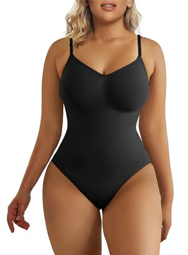 SHAPERX Bodysuit Figurenformend Damen Body Shaper Bauchweg Sculpting Shapewear Tanga Ganzkörper Formende Bodys Verstellbarer Schultergurt, UK-SZ5215-Black-S/M | Amazon (DE)