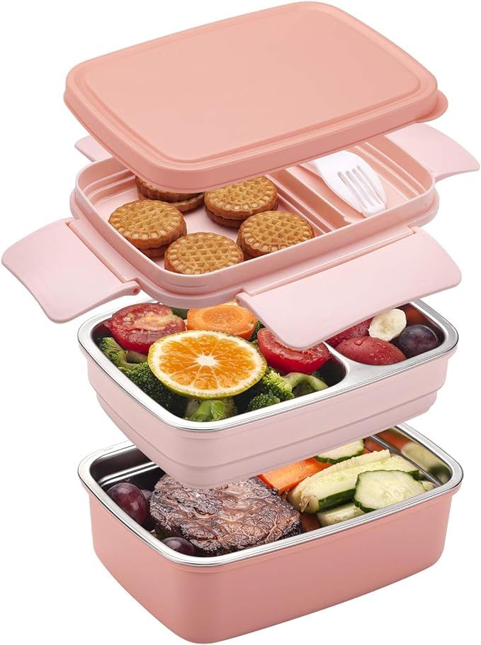 Freshmage Stainless Steel Bento Box for Adults & Kids, Leakproof Stackable Large Capacity Dishwas... | Amazon (US)