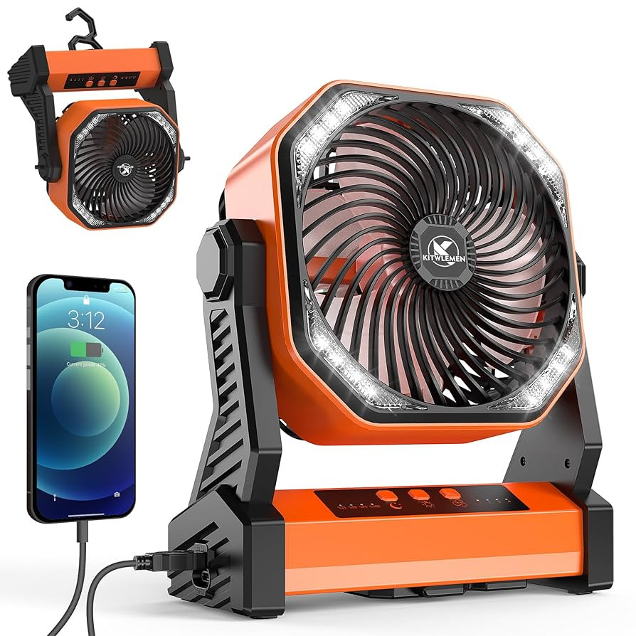 KITWLEMEN 20000mAh Battery Powered Camping Fan - 58H Max Cooling, Rechargeable Battery Operated D... | Amazon (US)