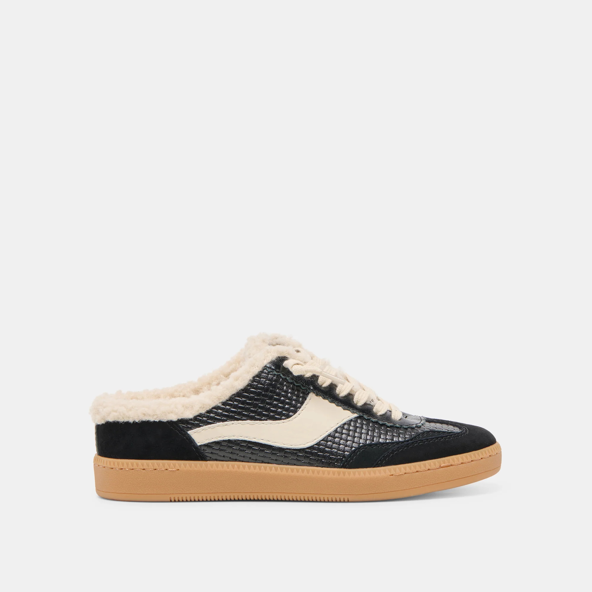 Notice Slide Plush Sneakers Black Woven Leather | DolceVita.com