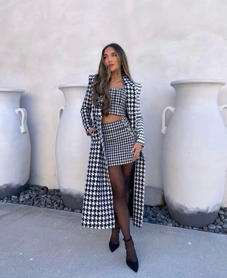 Alice and Olivia houndstooth skirt top and coat outfit 

Matching set outfit 
Winter outfit 
Black and white outfit
City style 
Street style 

#LTKSeasonal #LTKstyletip #LTKeurope