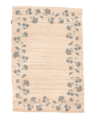 5x8 Jute Blend Hand Woven Floral Rue Area Rug | Marshalls