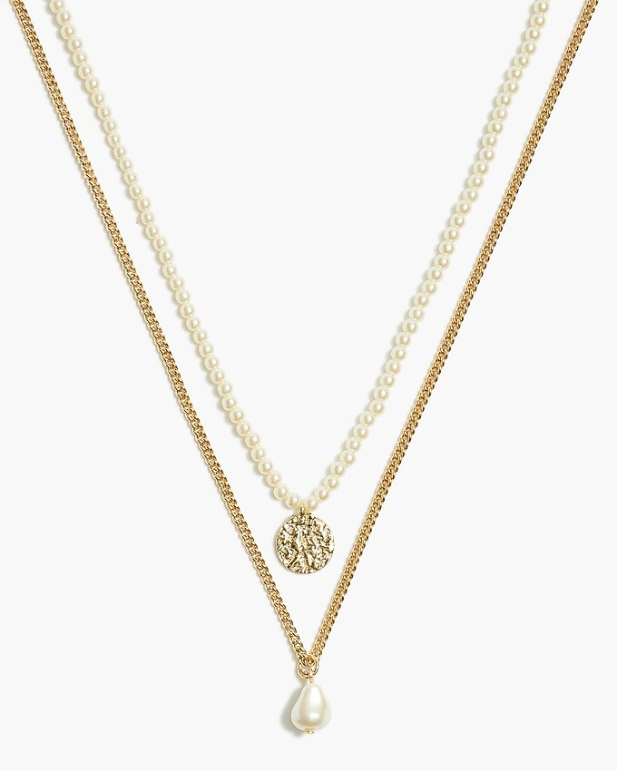 Two-layer pearl and gold necklace | J.Crew Factory