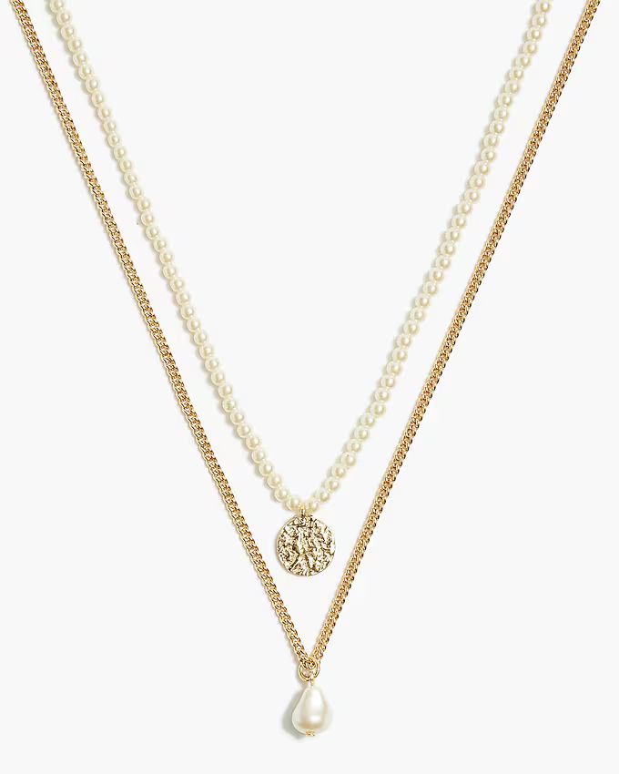 Two-layer pearl and gold necklace | J.Crew Factory