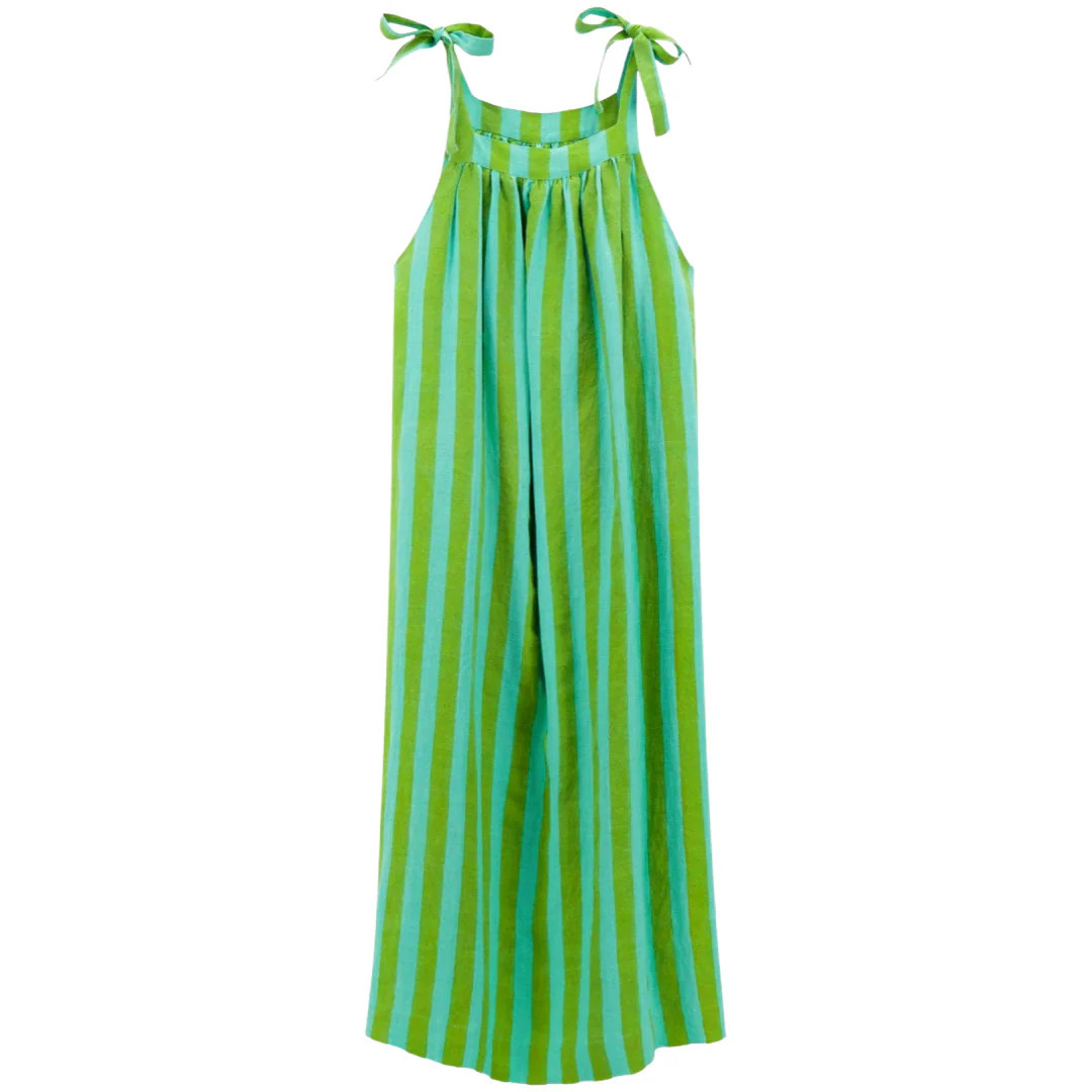 Hand Block Printed Organic Linen Fair Trade Mimi Kaftan with Pockets | James Ascher