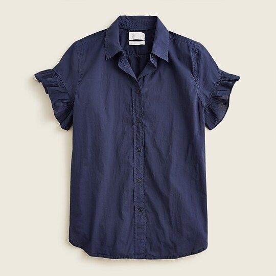 Classic-fit lightweight cotton poplin ruffle-sleeve shirt | J.Crew US
