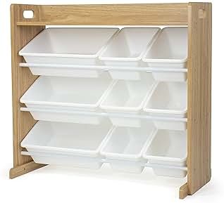 Humble Crew, Natural Wood/White Toy Organizer with Shelf and 9 Storage Bins | Amazon (US)