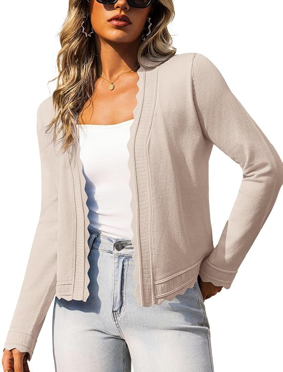 OmicGot Women's Long Sleeve Cardigan Sweaters Open Front Cropped Bolero Shrugs for Dresses S-XL | Amazon (US)