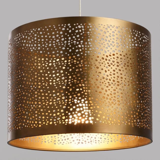 Antique Brass Pierced Metal Drum Table Lamp Shade | World Market
