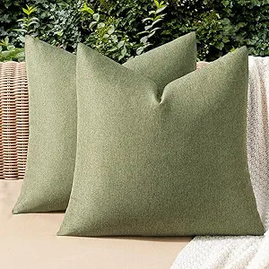 MIULEE Pack of 2 Decorative Outdoor Solid Waterproof Throw Pillow Covers Faux Linen Garden Farmho... | Amazon (US)