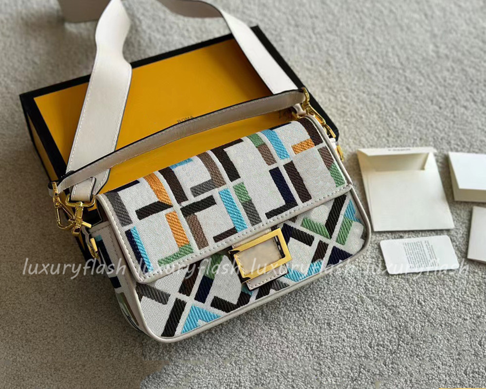 Designer Baguette Bags 2023 Summer Canvas Shoulder Bag Ladies Luxurys High-quality Color Small Fa... | DHGate