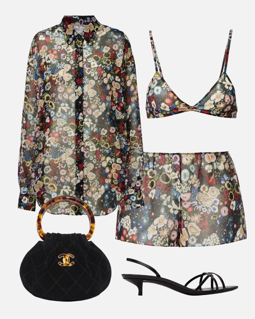 Bag is Chanel and heels are The Row but I linked similar!