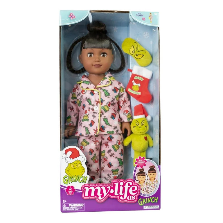 My Life As Poseable Grinch Sleepover 18 inch Doll, Dark Brunette Hair, Brown Eyes | Walmart (US)