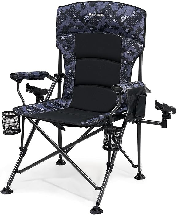 X Strike Oversized Folding Fishing Chair with Rod Holder Heavy Duty 350LBS, Feet Adjustable Padde... | Amazon (US)