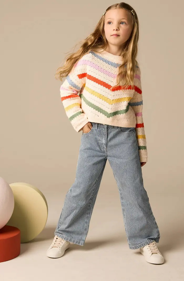 NEXT Kids' Rainbow Stripe Cotton Crewneck Sweater | Nordstrom | Nordstrom