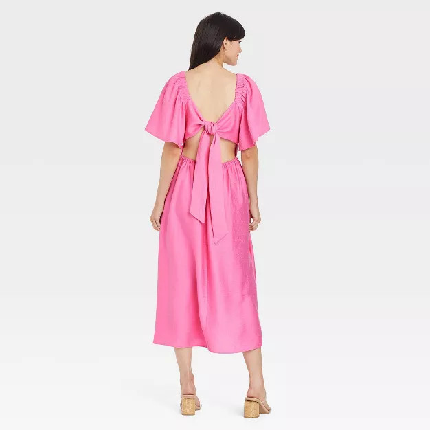 Women's Flutter Short Sleeve Tie-Back Dress - A New Day™ | Target