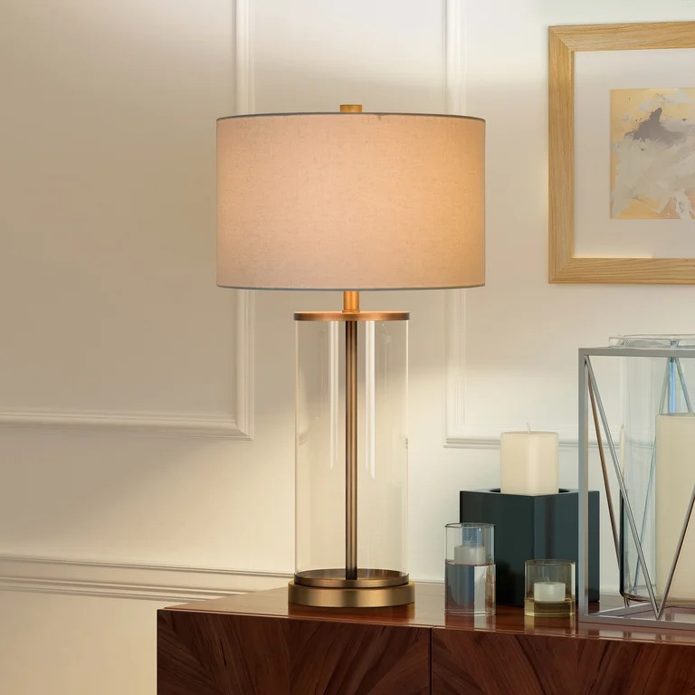 Evelyn&Zoe 28" Traditional Metal Table Lamp with White Drum Linen Shade | Walmart (US)