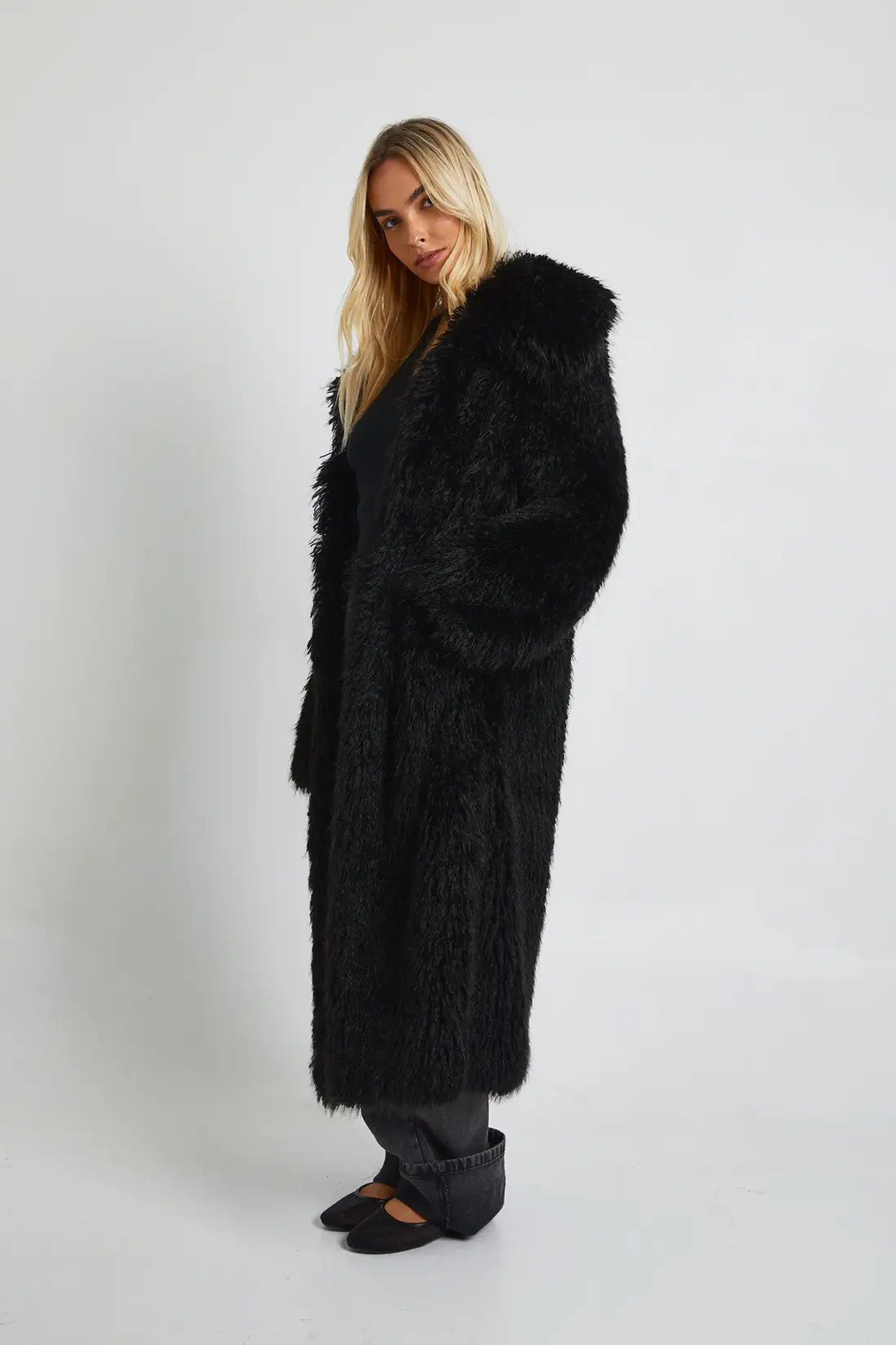Tall Shaggy Faux Fur Maxi Coat With Clasps | boohoo (US & Canada)