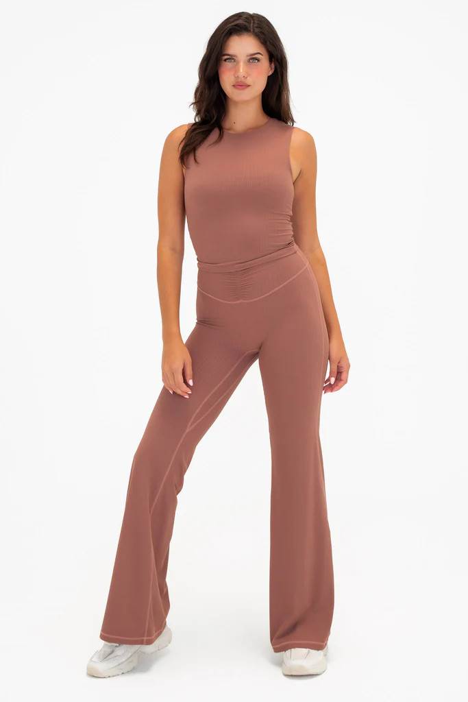 Cloud II™ Rib Cinch Wide Leg Trouser - Sepia | Vitality