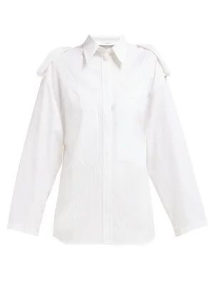 Pinstriped shoulder-epaulette cotton shirt | Matches (UK)