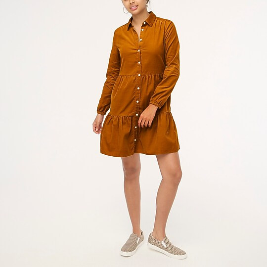 Corduroy collared mini shirtdress | J.Crew Factory