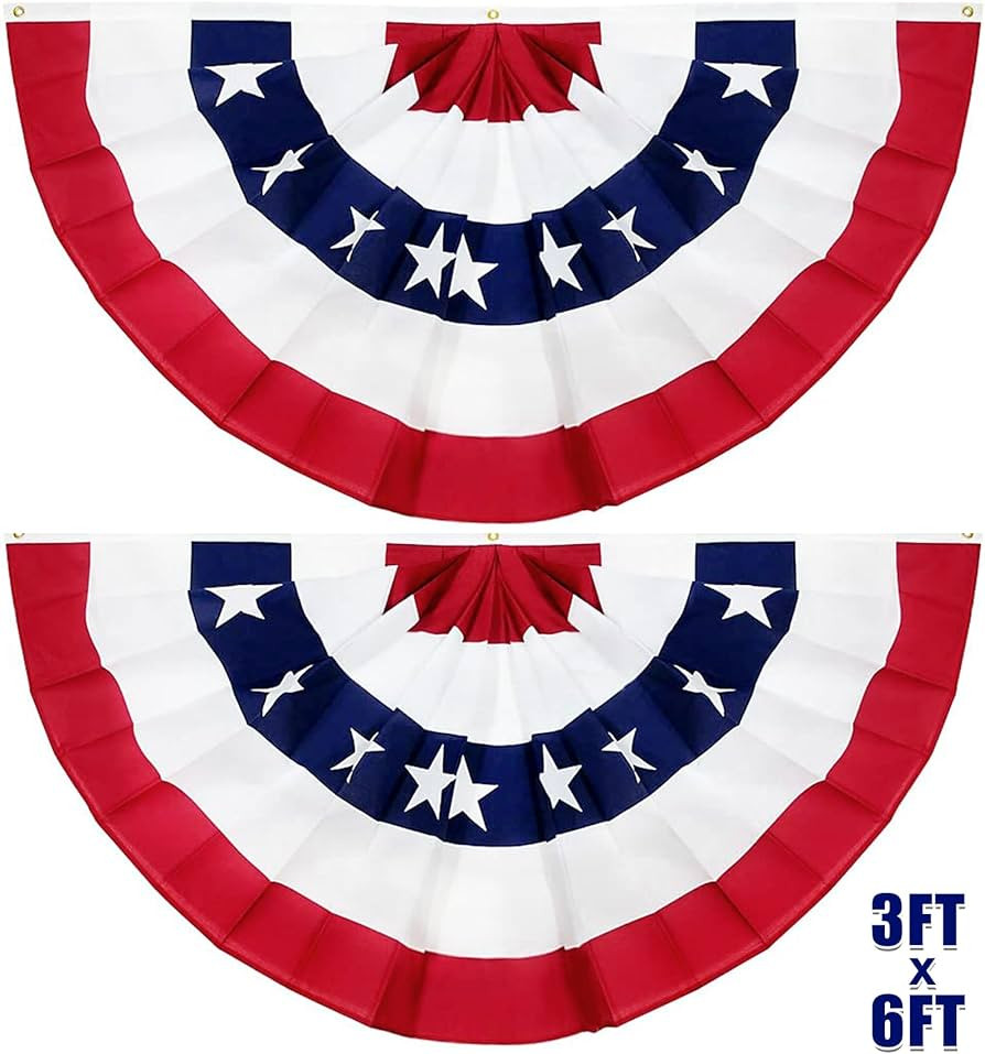 4th of July Decorations 2Pack 3x6 Ft Large American Pleated Fan Flag, 250th Anniversary American ... | Amazon (US)