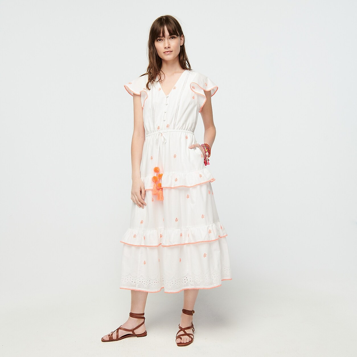 Tall embroidered midi dress in cotton voile | J. Crew US