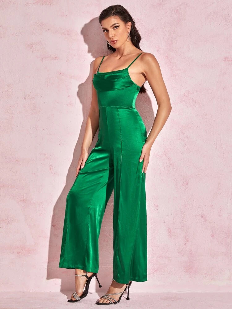 SHEIN BAE Mono de tirantes de espalda abierta de satén | SHEIN