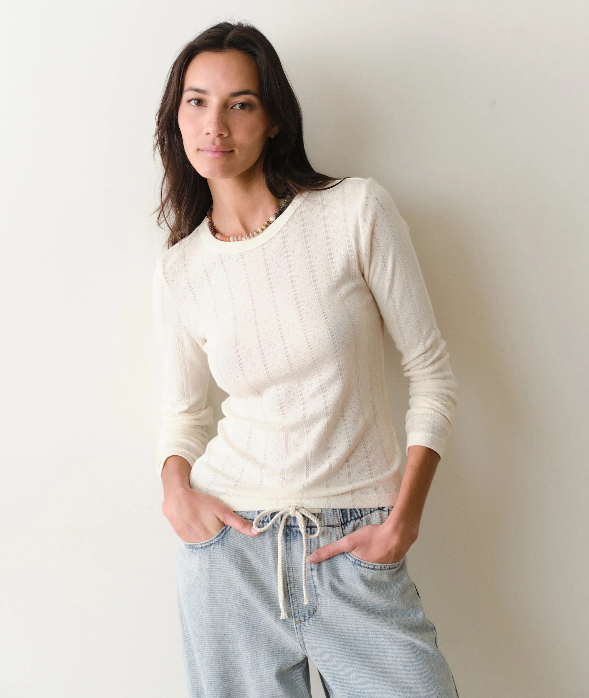 Lexi Pointelle Longsleeve Crew Tee | Marine Layer