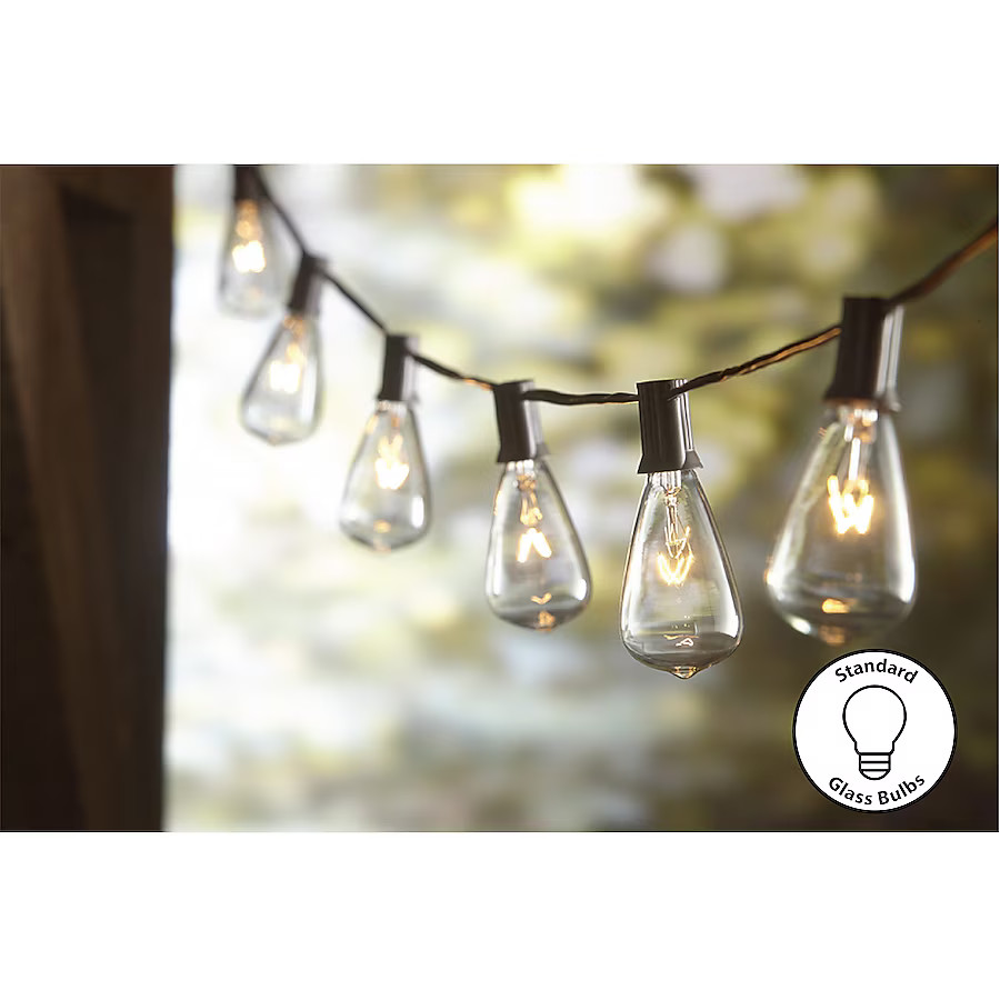 allen + roth 13-ft Plug-in Brown Outdoor String Light with 10 White -Light Incandescent Edison Bu... | Lowe's