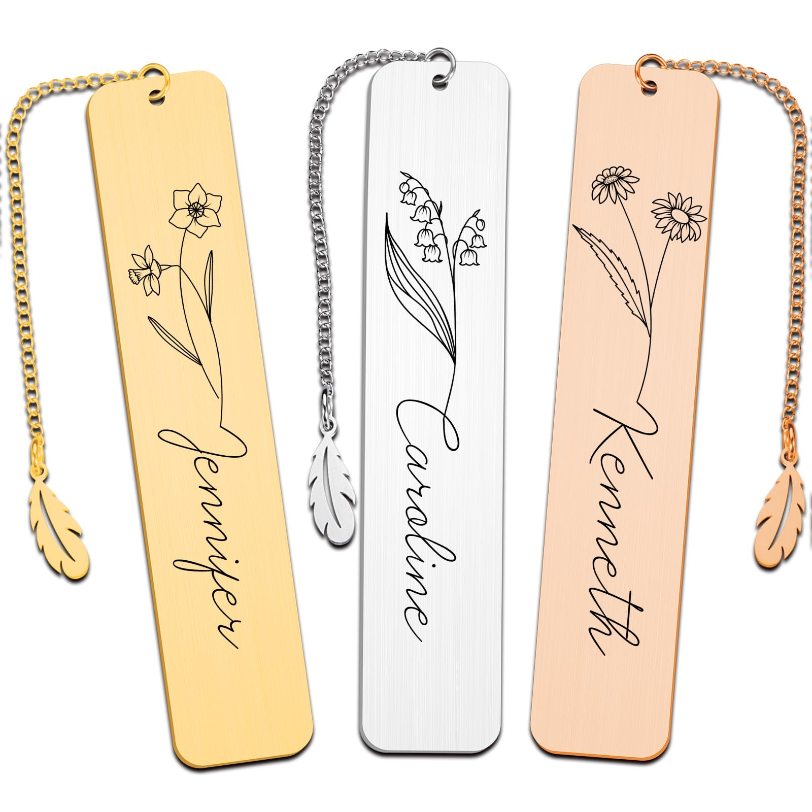 Personalized Birth Flower Bookmark Custom Bookmarks with Name Birthday Gifts for Women Daughter M... | Amazon (US)