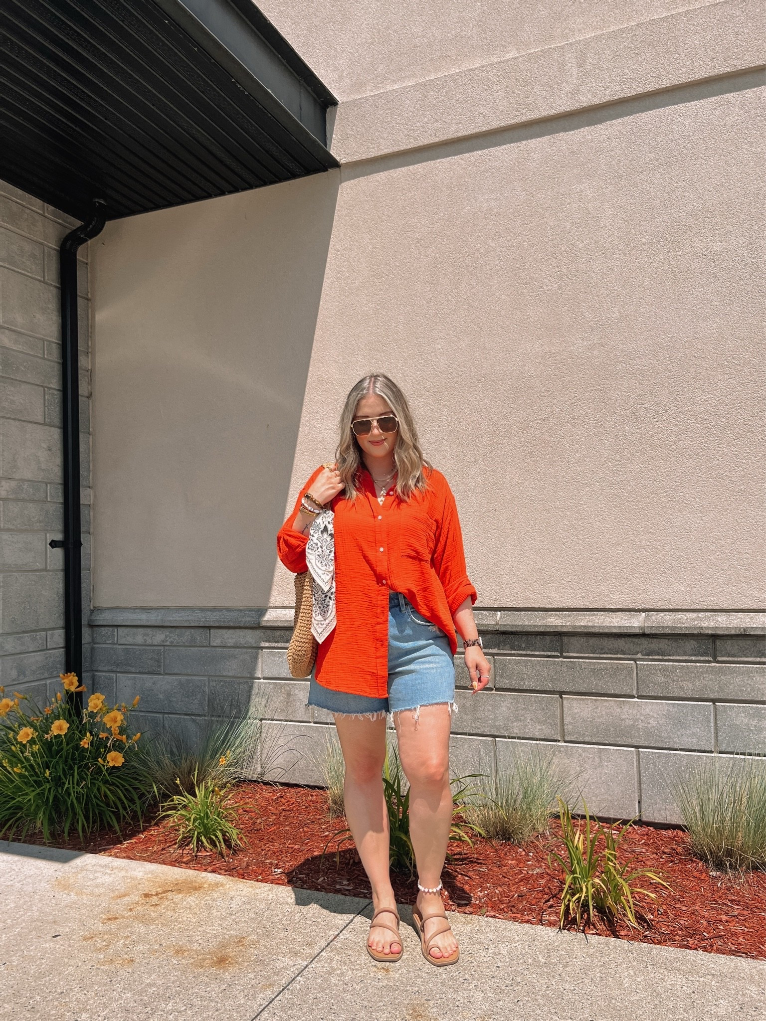 Casual colorful summer outfit! Wearing L in the bright button up shirt. Wearing 32 in the denim shorts (I recommend sizing up!) I’m a 9.5-10 shoe and wear a 10 in the crocs toe loop sandals. Canadian sandals link under “similar products”

#LTKsummer #LTKmidsize #LTKsale