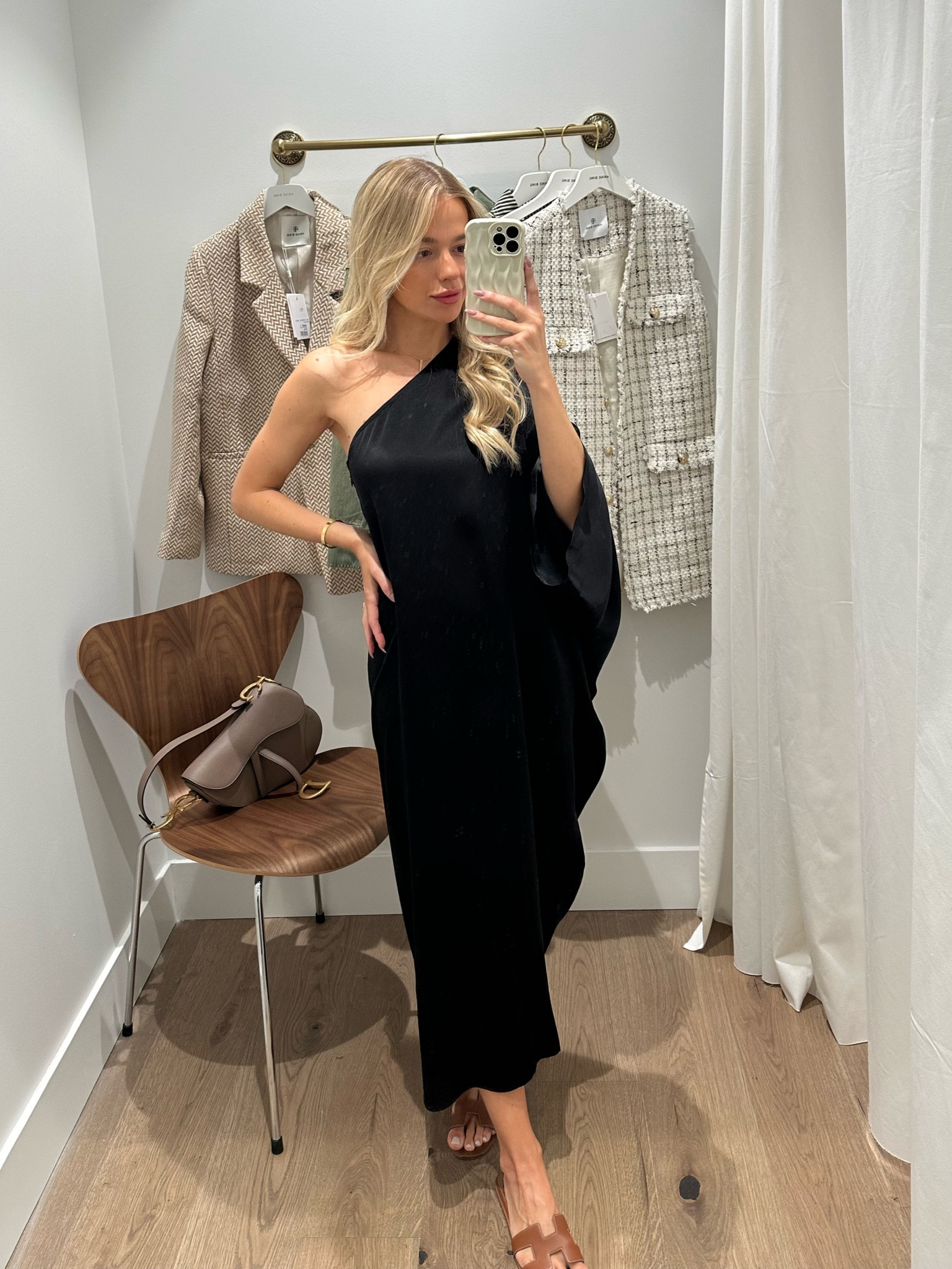 anine bing black silk dress ANINE BING Zadig Dress