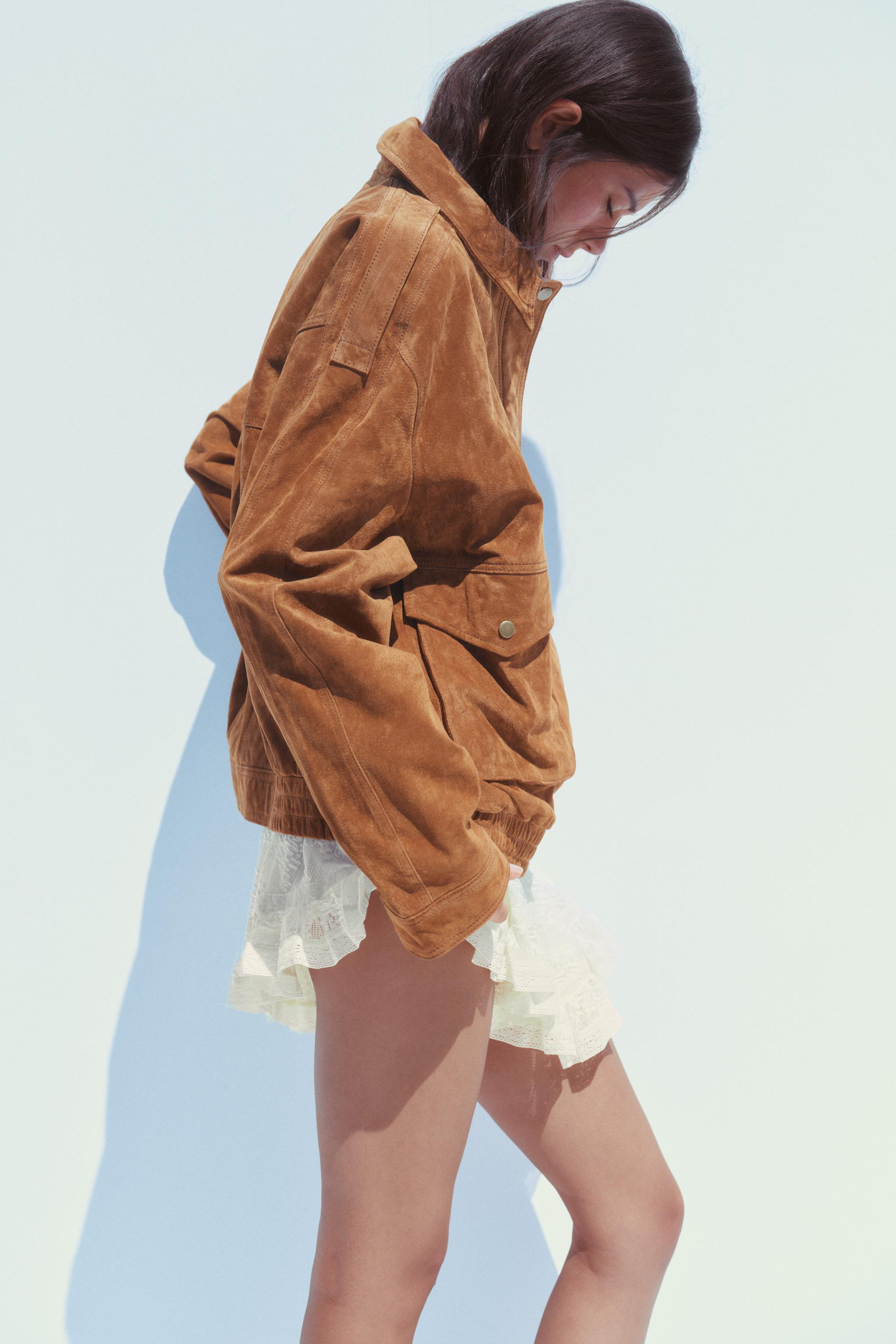 100% SUEDE BOMBER JACKET WITH POCKETS | Zara US