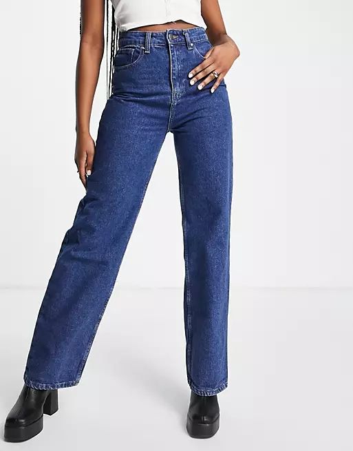 I Saw It First 90s wide leg jeans in dark wash blue | ASOS (Global)