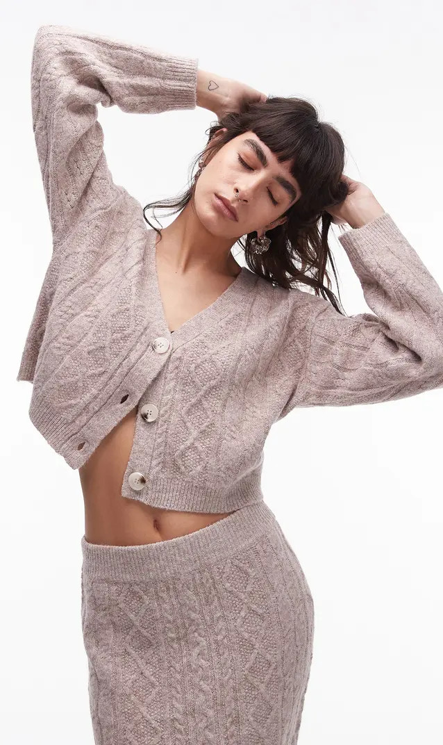 Topshop Cable Crop Cardigan | Nordstrom | Nordstrom