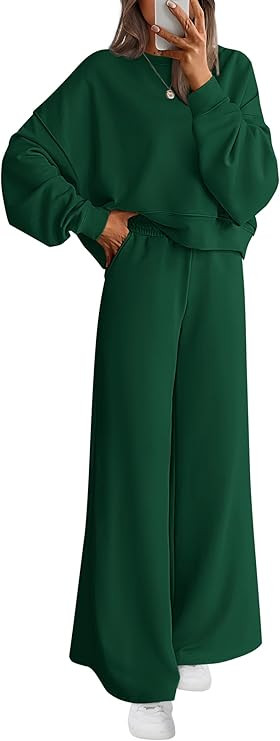 PRETTYGARDEN Women 2 Piece Outfits 2026 Spring Sweatsuits Crewneck Sweatshirt Wide Leg Sweatpants... | Amazon (US)